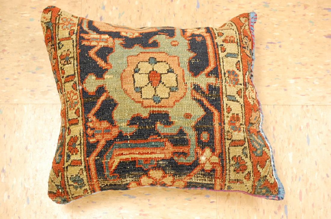 Fine Antique Rug Very Soft Wool Pillow 1.6x1.7: Highly Detailed Fine Antique Rug Very Soft Wool Pillow 1 ' 6" x 1' 7" never used, hand sewn inscribed pillow made by persian antique rug c1930s size 1 ' 6" x 1' 7" wool woven on cotton foundation made