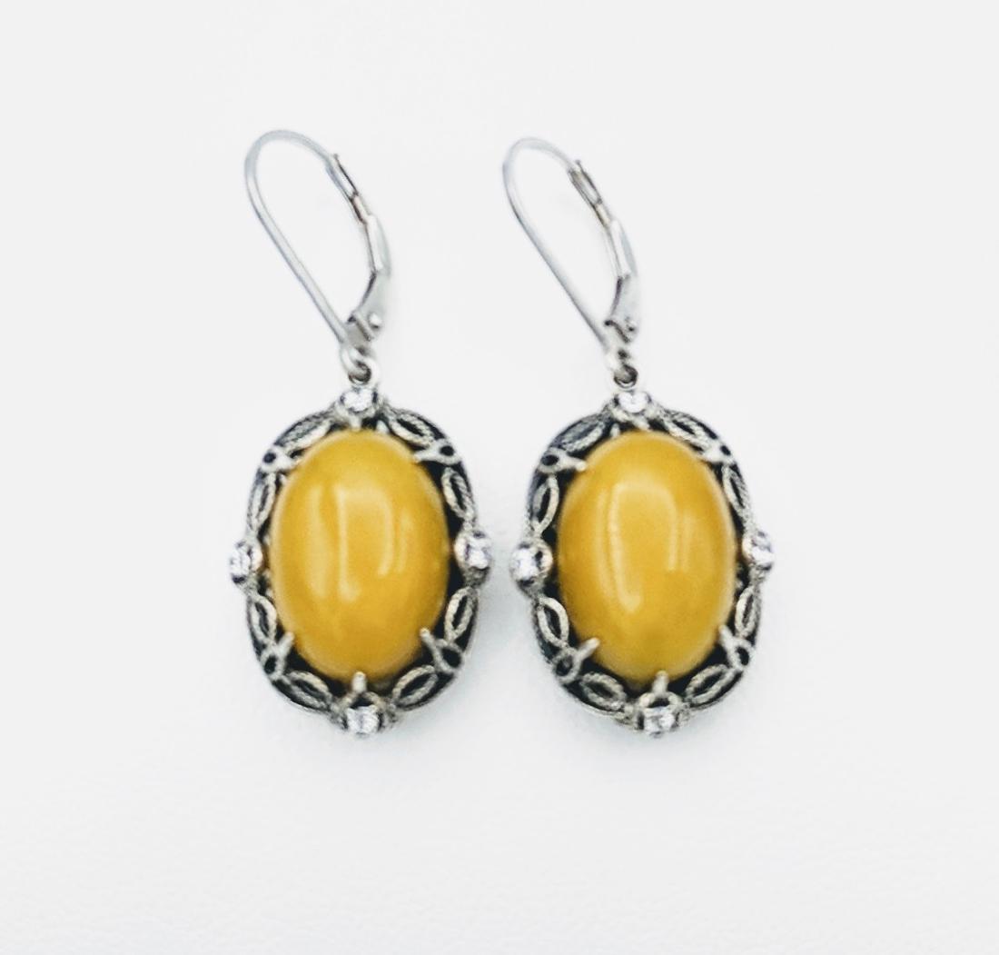 Sterling Silver Yellow Jade Cubic Zirconia Earrings (1 of 6)
