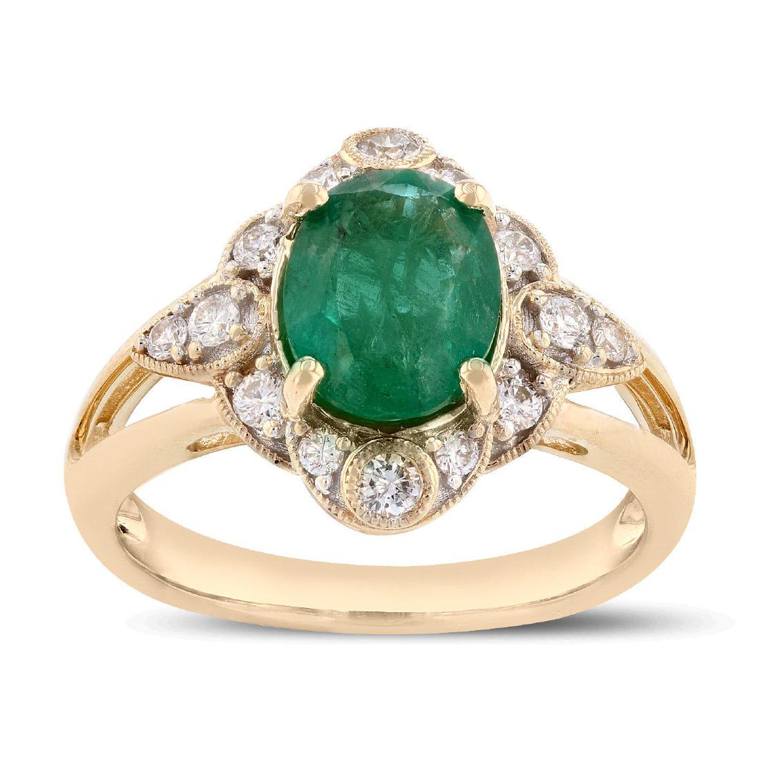 1.68ct Emerald and 0.33ctw Diamond 14K Yellow Gold Ring (1 of 6)