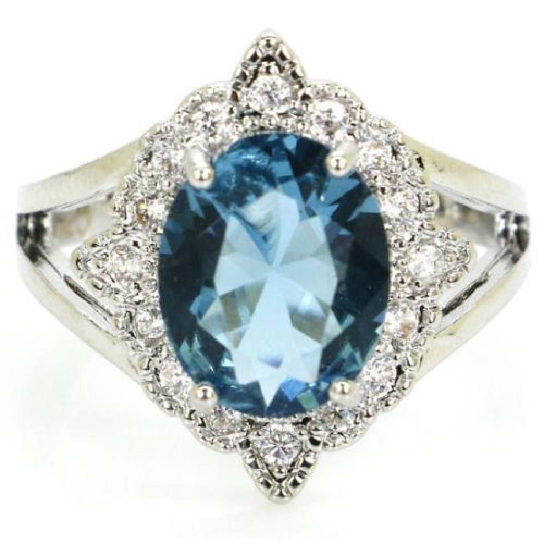 Luxury London Blue Topaz Silver Ring Us sz9.25 (1 of 2)