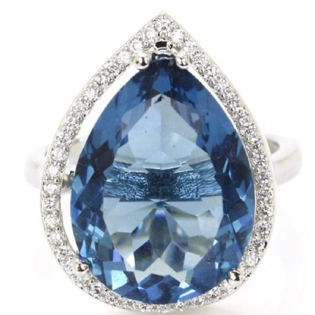 London Blue Topaz Silver Ring Us sz9.5 (1 of 2)