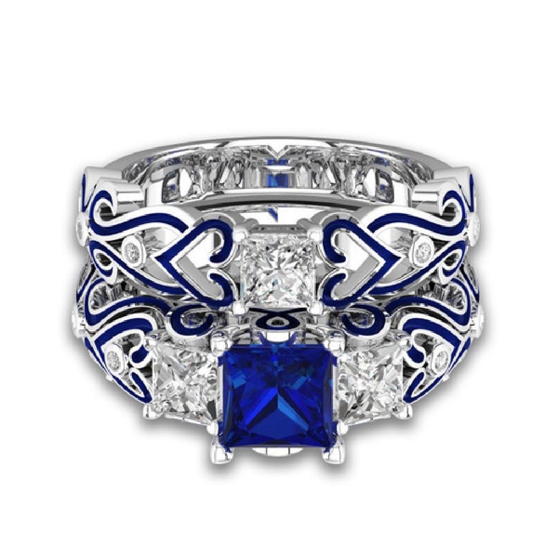 Blue square zircon engagement ring (1 of 5)
