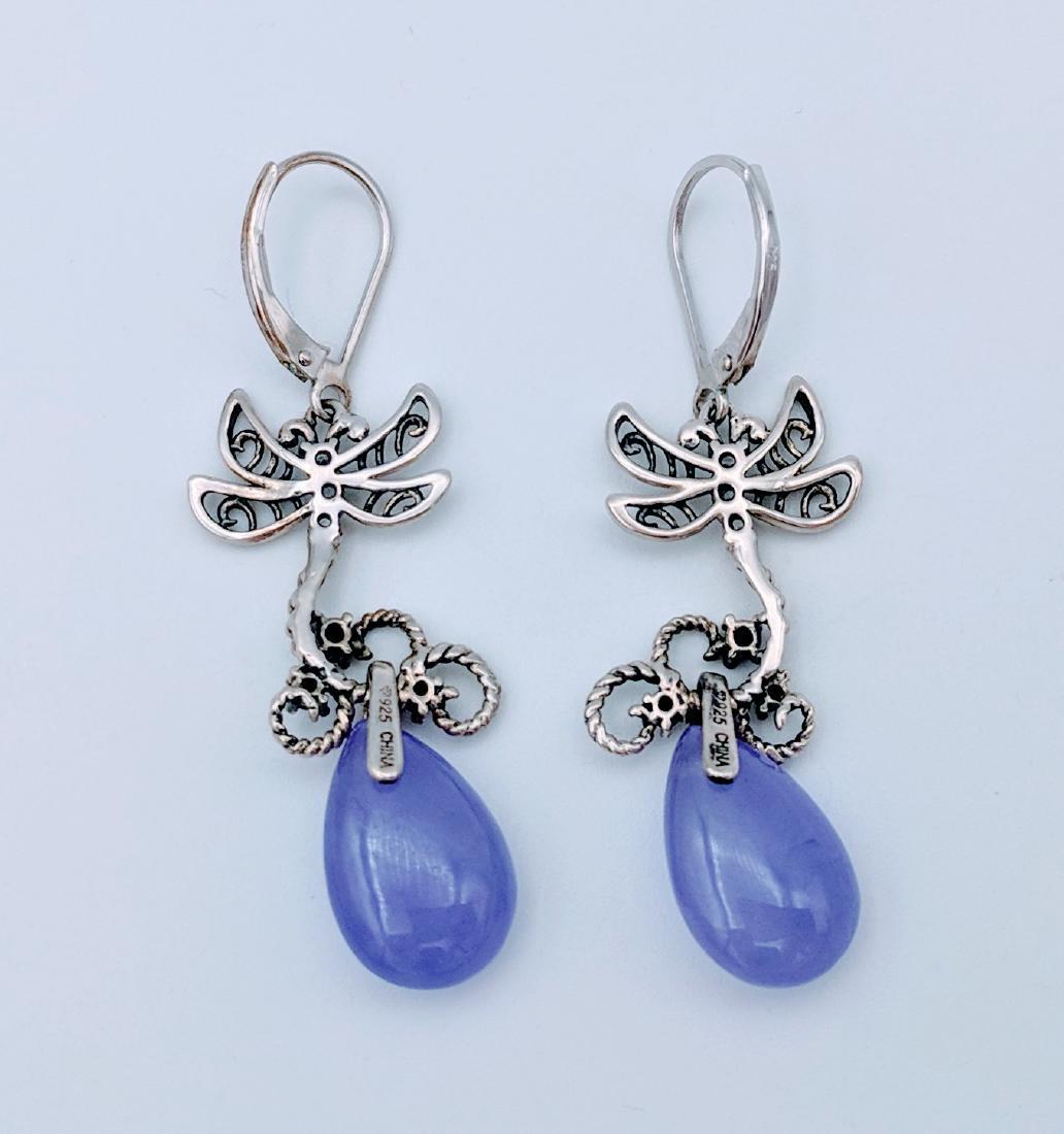 Sterling Silver Violet Jade Dragonfly Earrings with (1 of 3)