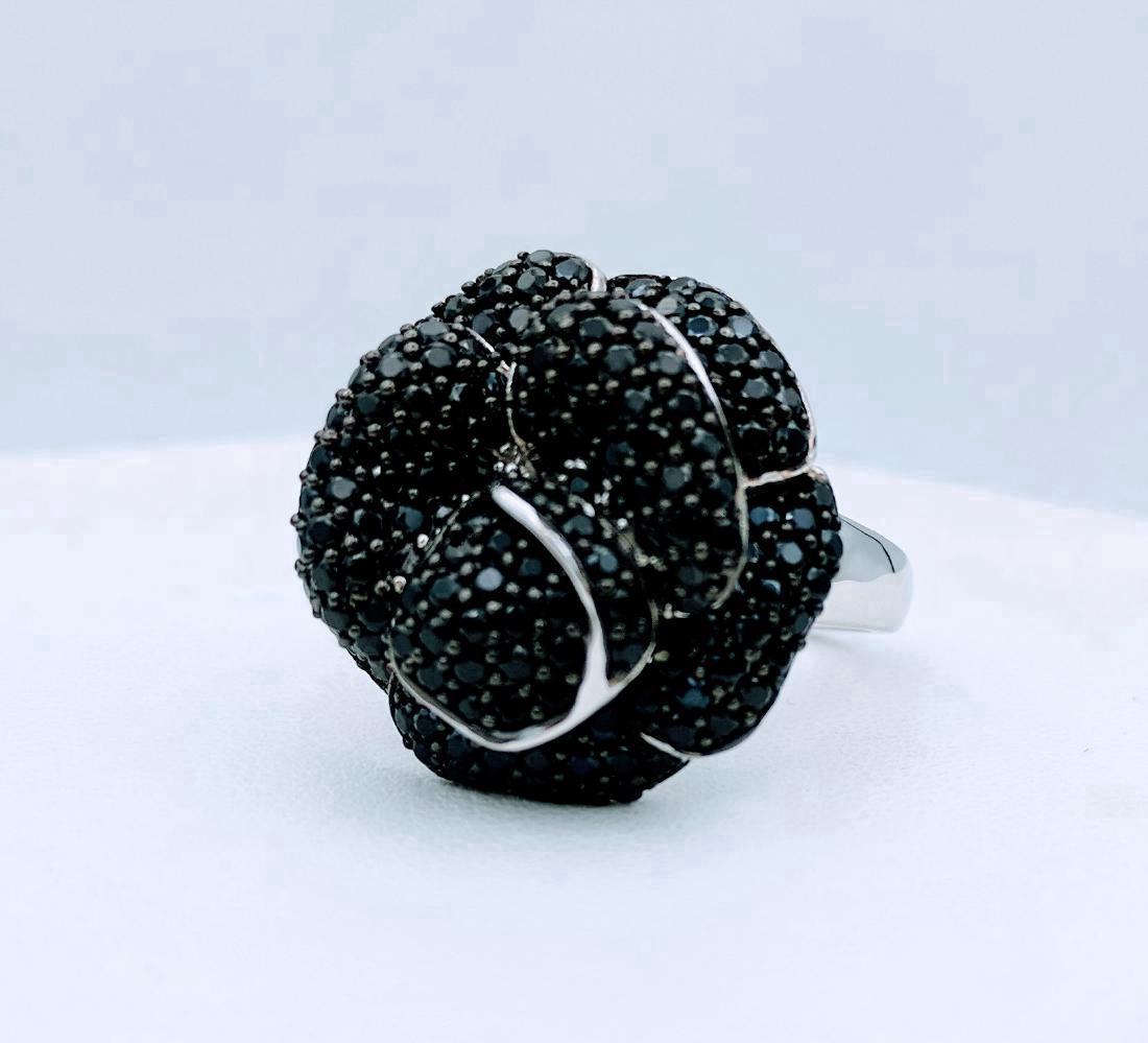 Sterling Silver Rose Design Black Onyx Ring (1 of 7)