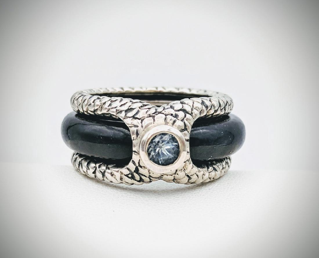 Sterling Silver Removable Nuumite Topaz Ring, .11ct (1 of 4)