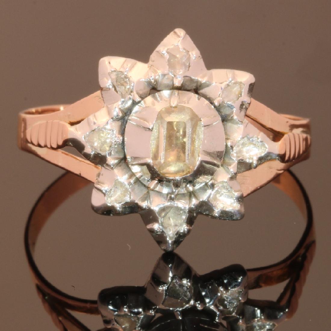 Antique 18K Gold Rose Cut Diamond Ring, c1780 (1 of 4)