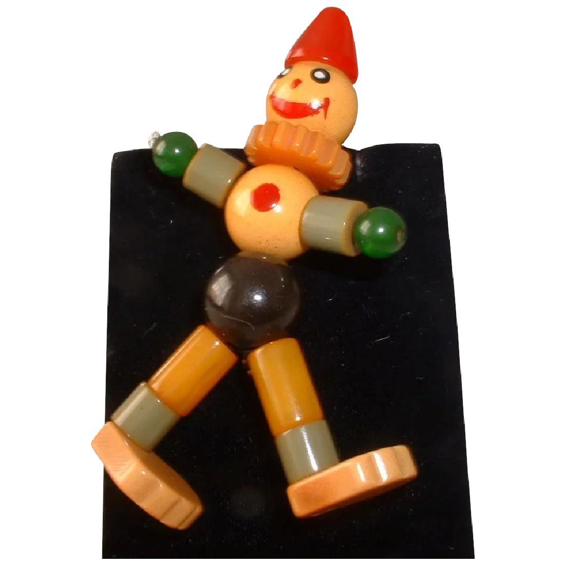 Vintage Articulated Mint Condition Bakelite Clown Pin (1 of 8)