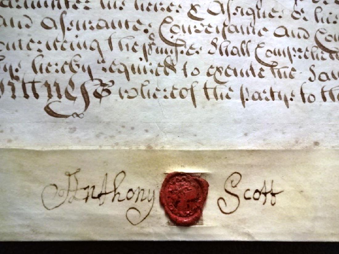 1725 Beautifully Penned English Vellum Deed w/ Seal (1 of 4)