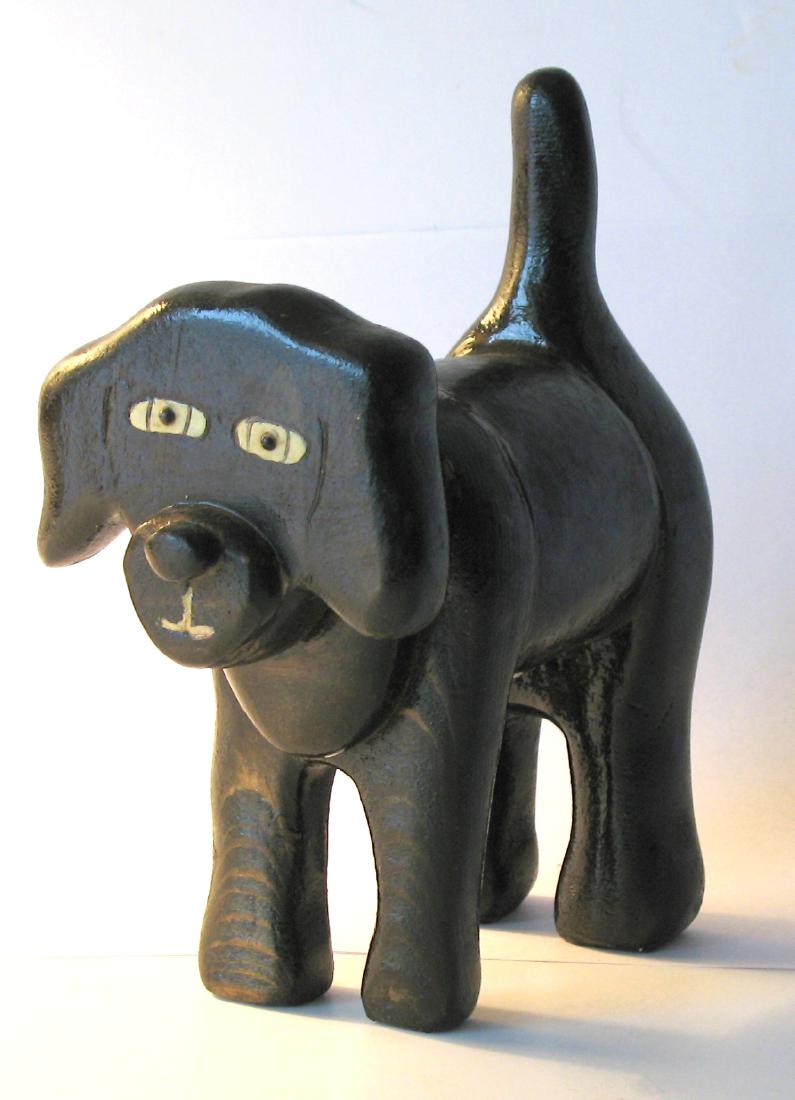 Folk Art Wooden Dog. (1 of 3)