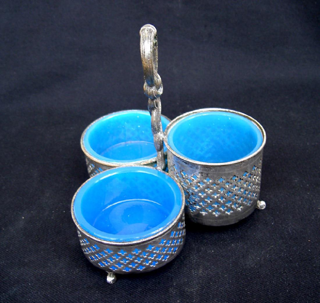 Opaline & silver plated cruet set, Sweden and France (1 of 4)
