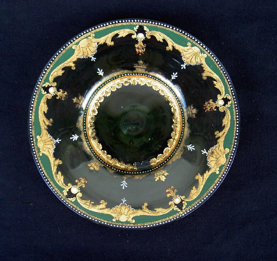 Enamelled & gilt glass dish, probably by Moser, 19th C (1 of 5)