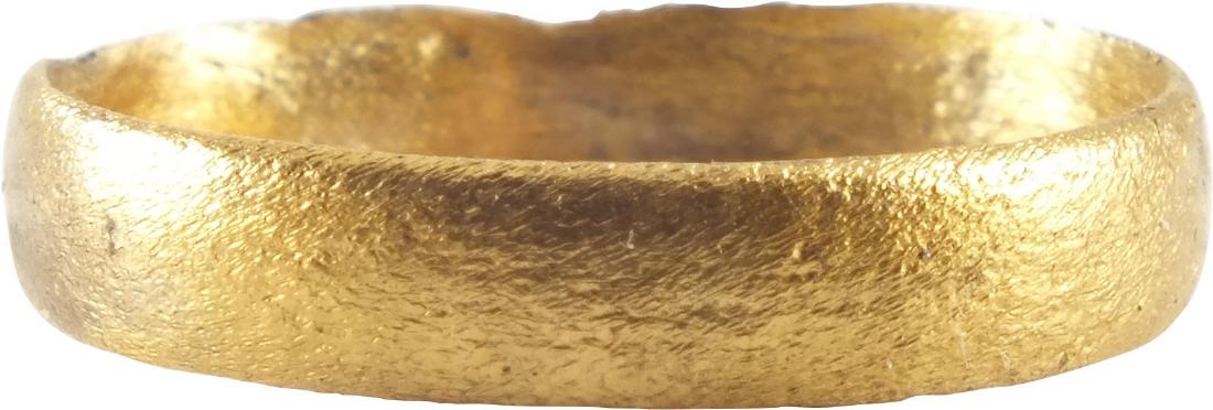 VIKING WEDDING RING 10th-11th CENTURY: Gilt bronze. Size 9. Slightly rounded band. Professionally refurbished with the gold overlay restored. Vikings exchanged wedding rings on the pommel of the groom’s sword. Comes gift boxed with a cer