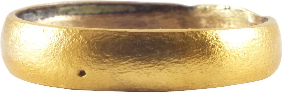 VIKING WEDDING RING 10th-11th CENTURY: Gilt bronze. Size8 3/4. Rounded band. Professionally refurbished with the gold overlay restored. Vikings exchanged wedding rings on the pommel of the groom’s sword. Comes gift boxed with a certifica