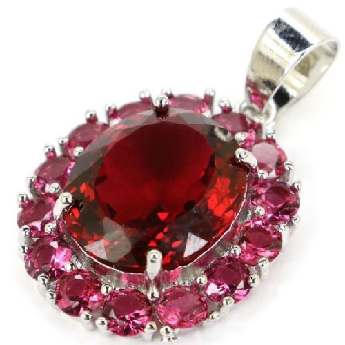 Pink Raspberry Rhodolite Garnet Silver Pendant (1 of 1)