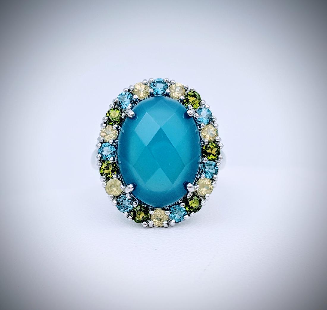 Sterling Silver Blue Chalcedony Ring with Blue Topaz, (1 of 4)