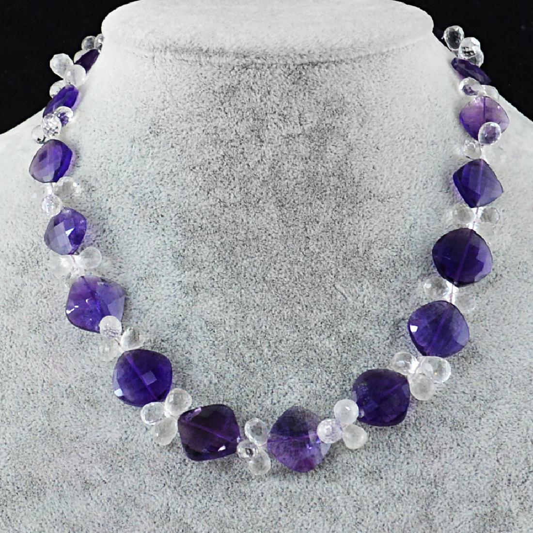 Amethyst $ White Quartz necklace Faceted with 18 kt (1 of 4)
