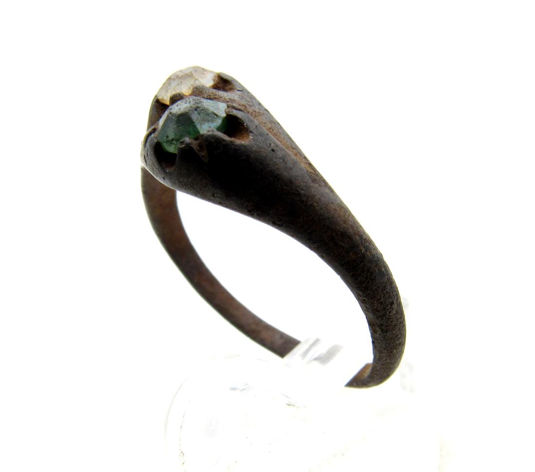 Late Medieval Bronze Ring with Two Stones (1 of 3)