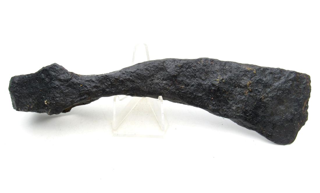 Medieval Viking Era Iron Battle Axe: Title: Medieval Viking Era Iron Battle Axe Date: C. 900 - 1100 A.D. Interesting Ancient Viking Era Iron Battle Axe with Blade to one side and Hammer to other side of head as a multi-purpose tool. Fine