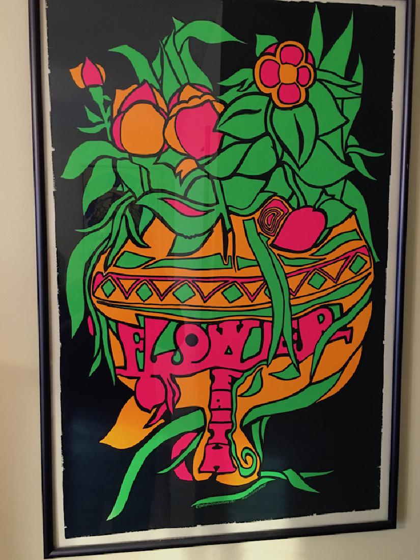 FLOWER FAITH - VINTAGE 60's SILKSCREEN BLACK LIGHT (1 of 1)