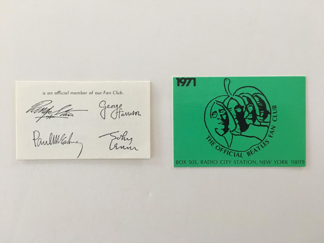 A SET OF BEATLES FAN CLUB MEMBERSHIP CARDS (1 of 4)