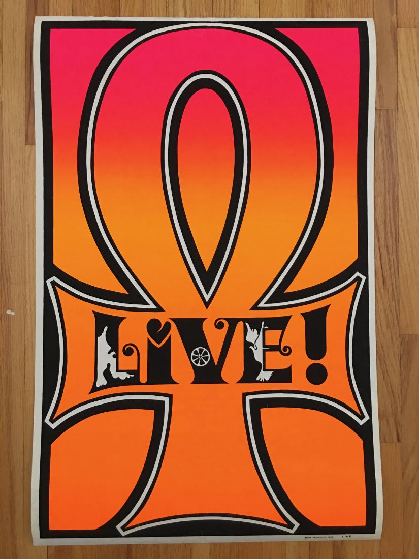 LIVE!  BLACKLIGHT POSTER - 1969 - HIP Prod. (1 of 1)