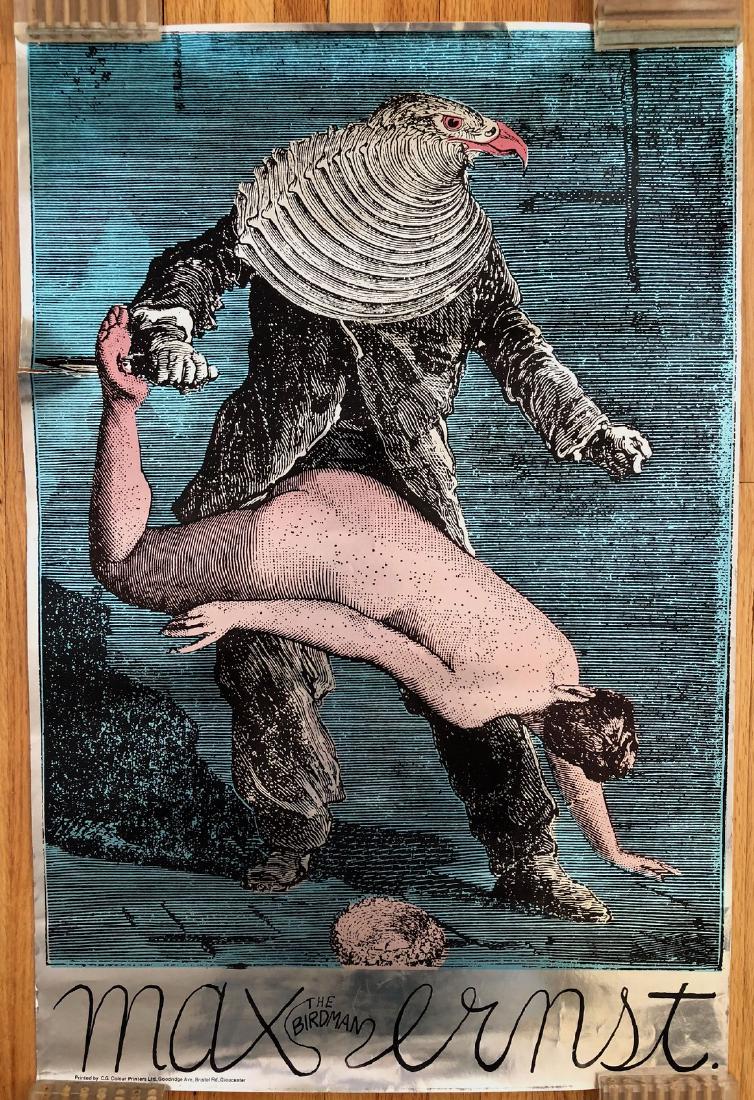 RARE - THE BIRDMAN MAX ERNST FOIL POSTER: RARE - THE BIRDMAN MAX ERNST FOIL POSTER. SELLING FOR $2500 on other sites ! ! ! MARTIN SHARP ORIGINAL - MAX THE BIRDMAN ERNST ! RARE AT AUTION ! Any Martin Sharp poster or Big O is a rare find. Today