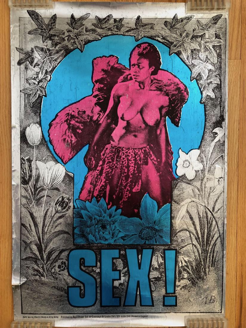 MARTIN SHARP SEX FOIL POSTER: MARTIN SHARP SEX FOIL POSTER - KING KONG BY BIG-O PUBLICATIONS. SMALL TEAR. SEE IMAGES. PRICED ACCORDINGLY. Please note that this lot has a confidential reserve. When you leave a bid in advance of the
