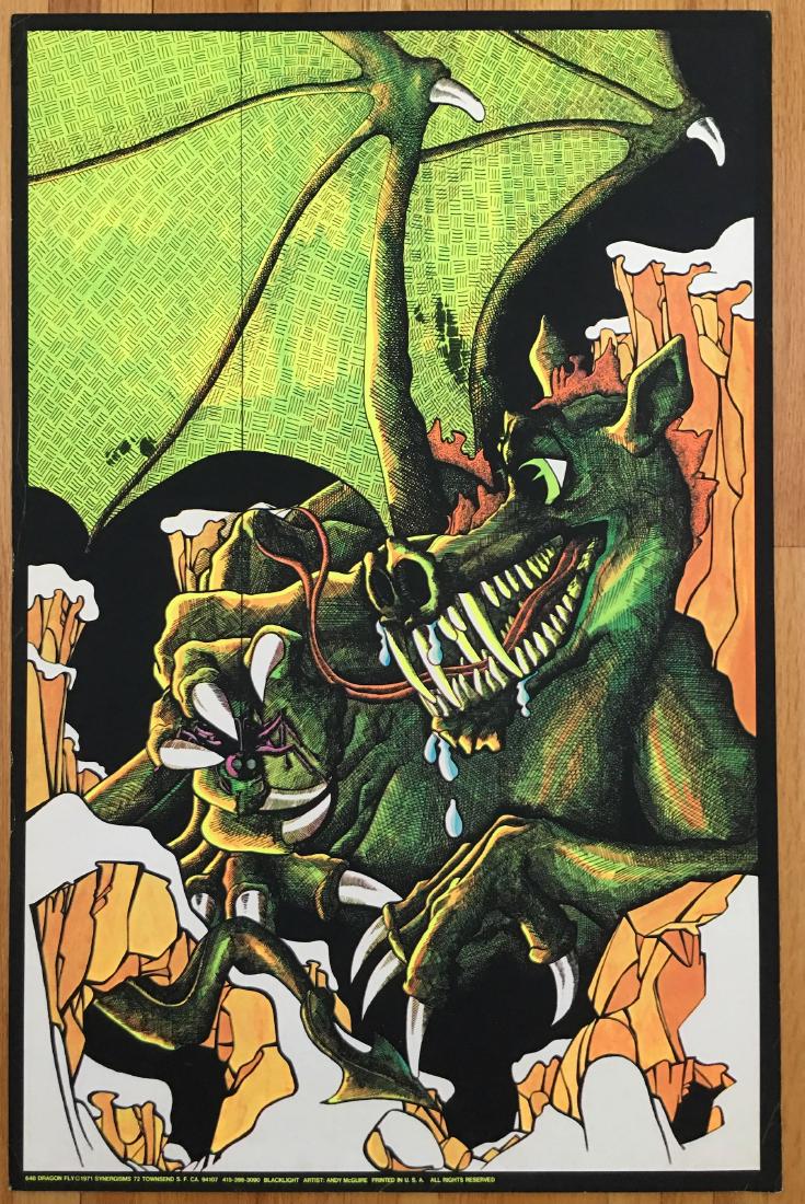 DRAGONFLY - 1971 BLACKLIGHT: DRAGONFLY - 1971 - Synergisms. MINT !!! MOST POSTERS IN THIS SALE ARE NEW OLD STOCK - AND STILL SEALED! PURCHASED FROM A HEAD SHOP THAT CLOSED IN THE 1970's. We have multiple dozens of each of these p