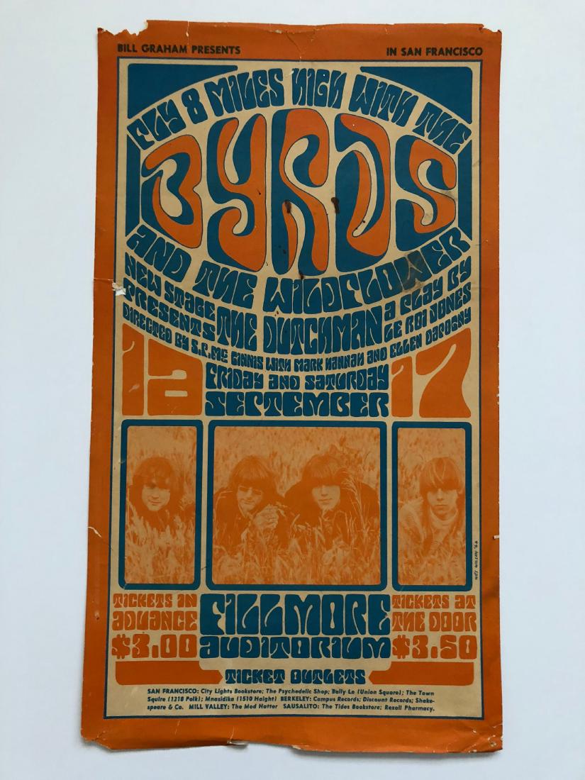 FLY 8 MILES HIGH WITH THE BYRDS - BG28: FLY 8 MILES HIGH WITH THE BYRDS - BG28 - WES WILSON. FLY 8 MILES HIGH WITH THE BYRDS - BG28 - WES WILSON ! "Eight Miles High" could have referred to the condition of the band and patrons when The Byrd
