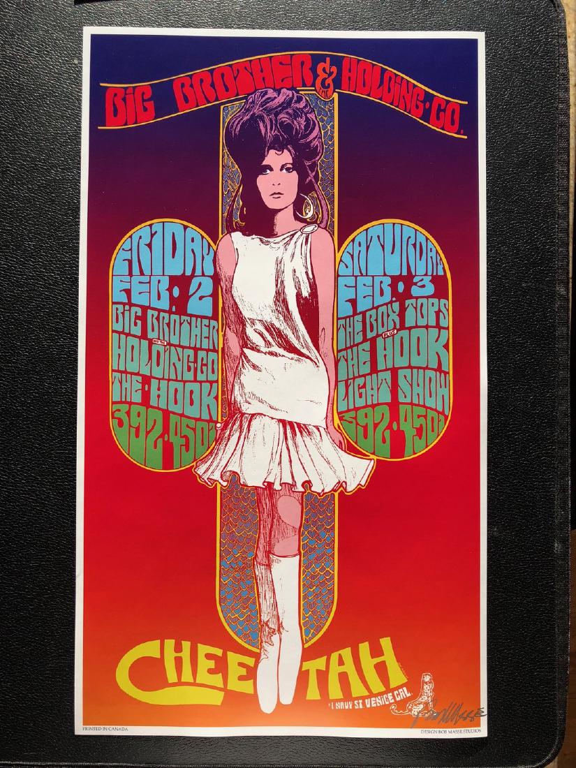 BOB MASSE - BIG BROTHER - SIGNED: COMPLETE YOUR BOB MASSE COLLECTION ! ! ! BIG BROTHER AND THE HOLDING COMPANY at the CHEETAH signed / limited edition commemorative print Heavy Stock Approx. 14 x 24 Bob Masse is from Canada's west coa