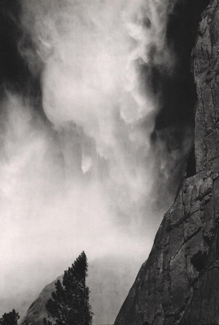 ANSEL ADAMS - Upper Yosemite Falls: Artist: ANSEL ADAMS Print Title: Upper Yosemite Falls Medium: Sheet-fed Gravure Printing Date: 1963 Printed in the USA Image Size: 9.25 x 13 inches Ansel Adams (February 20, 1902 – April 22, 1984) w