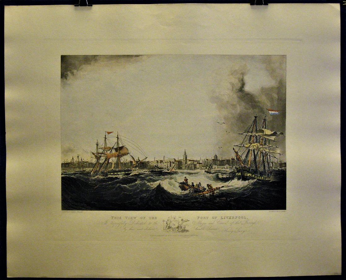 This View of the Port of Liverpool Antique Print: Title: This View of the Port of Liverpool Artist: Samuel Walters Engraver: R. G. Reeve Year Published: 1836 Paper: Cotton Rag Plate Size: 22.5x27.75 Paper Size: 30x37 Please note that this lot has a c