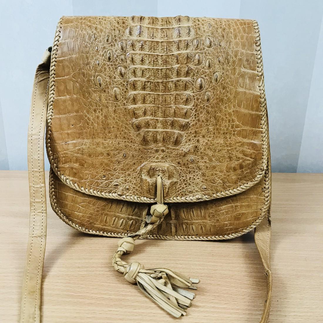 Vintage Handmade Crocodile Leather Shoulder Bag (1 of 9)
