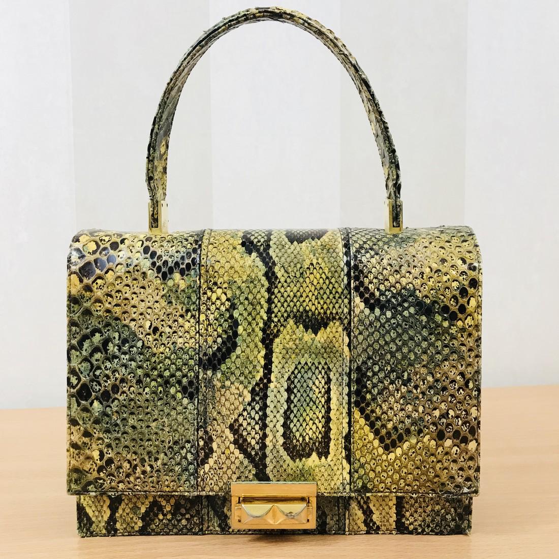 Vintage Handmade Snakeskin Leather Handbag (1 of 8)