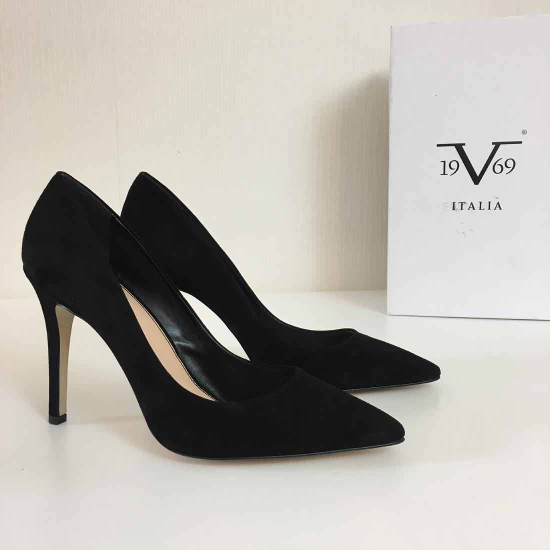 Ladies' VERSACE 1969 Black Suede Leather Heels Shoes (1 of 7)