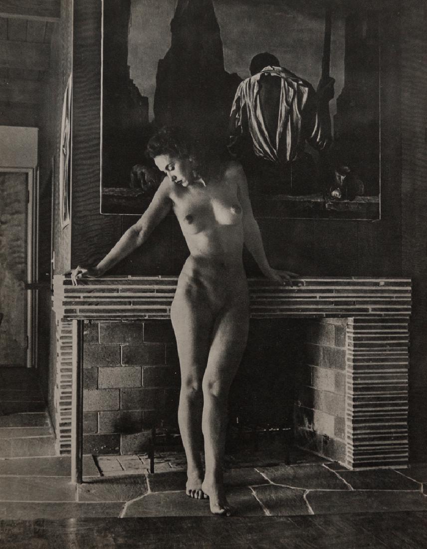 ANDRE DE DIENES - Nude, Fireplace: Artist: De Dienes, Andre Title: Nude, Fireplace Medium: Sheet Fed Gravure, 1950s, France Dimensions: 8.5x10.75" Heat Wax Mounted on 12x16" Conservation Board Andre De Dienes was a Hungarian photograph