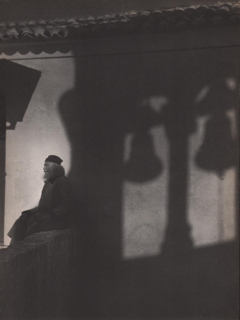 ARNOLD GENTHE - Sitting Man: Title: Arnold Genthe - Sitting Man Origin: USA Date: 1937 Materials: Duotone Photoengraving Size: 8.25x11" Duotone Photoengraving by Arnold Genthe heat mounted on an archival board. Arnold Genthe (186