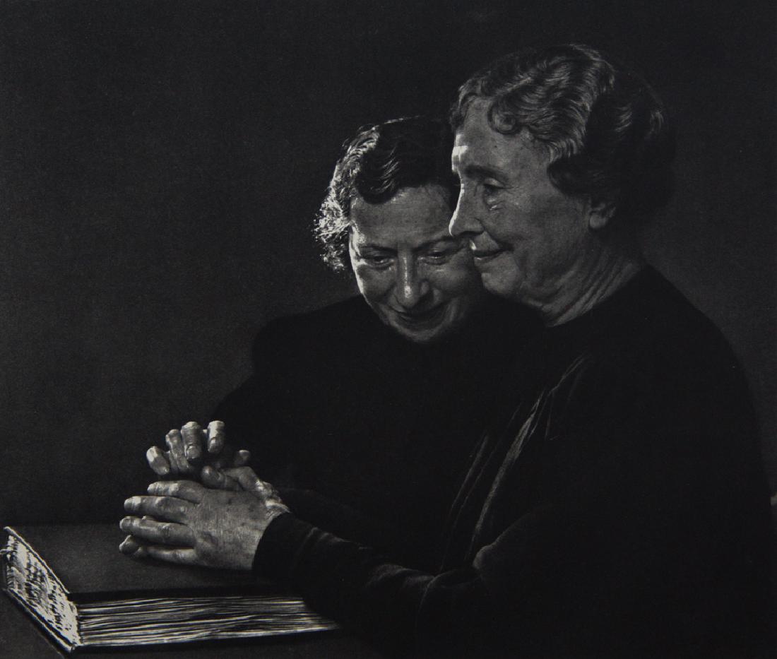 YOUSUF KARSH - Helen Keller, Dolly Thomson, 1948: Artist: Karsh, Yousuf Title: Helen Keller, Dolly Thomson, 1948 Medium: Sheet Fed Gravure, 1971, Netherlands Dimensions: 9.25x8" Heat Wax Mounted on 12x16" Conservation Board Yousuf Karsh (1908-2002) w