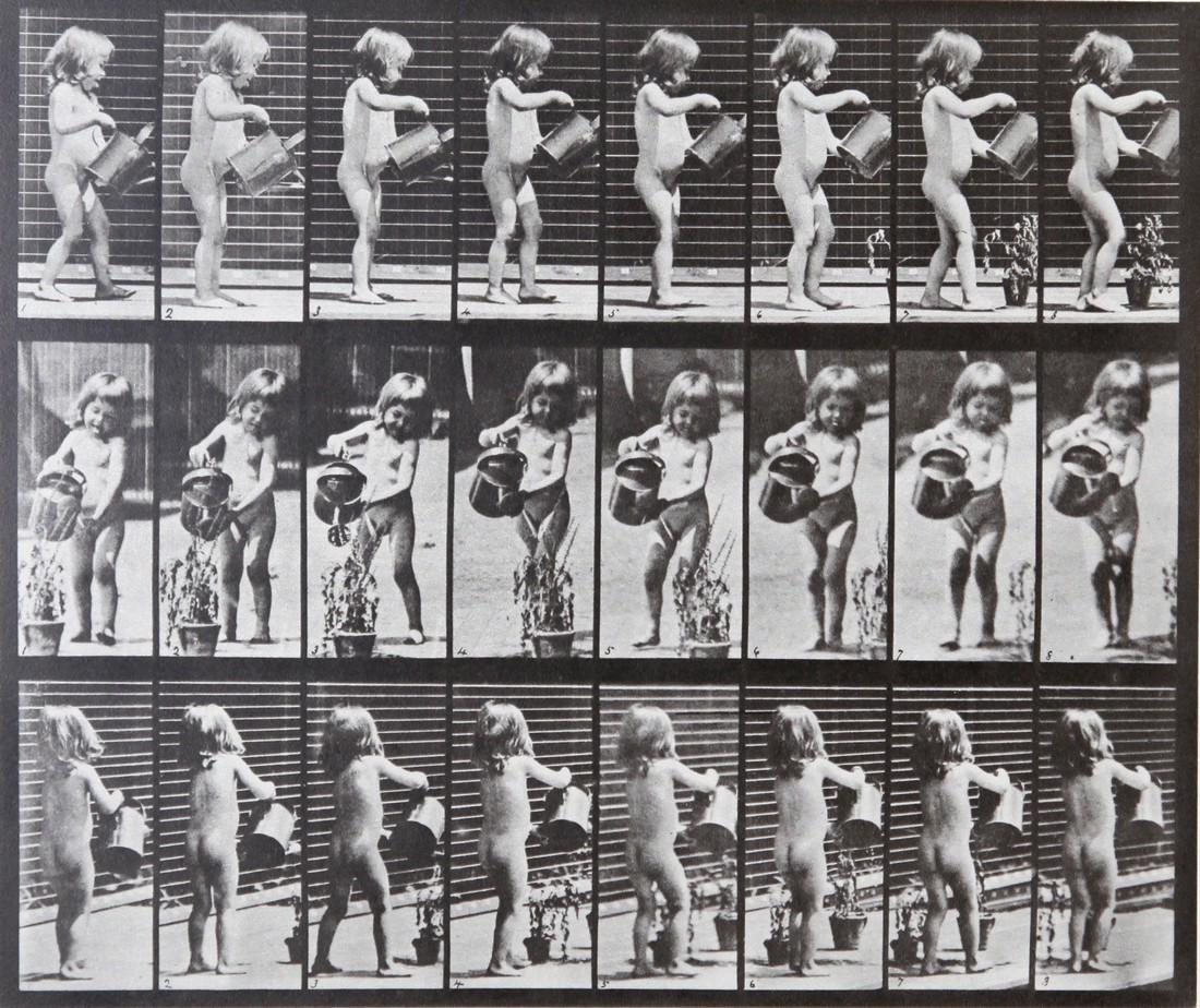 EADWEARD MUYBRIDGE - Girl watering AL478: Artist: Eadweard Muybridge Title: Girl watering AL478 Date Printed: 1979 Heliogravure Printer Location: Electa Italy Size: 24 x20 cm - 9.4x 7.8inch With tissue guard Mount Size: 30x40 cm - 15.7x11.8 I