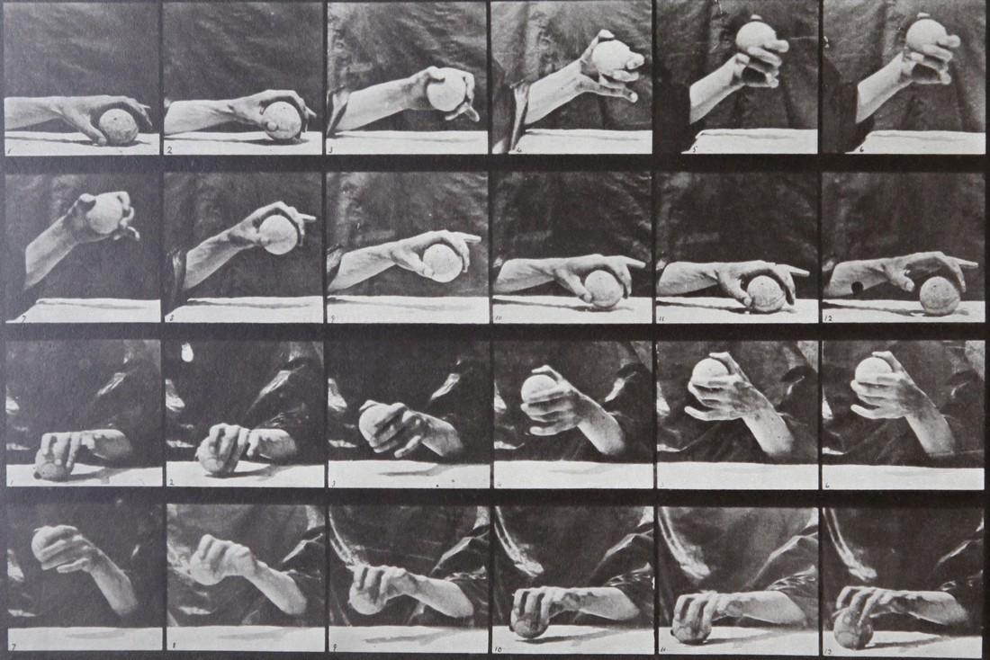 EADWEARD MUYBRIDGE - Hand playing with a ball AL534: Artist: Eadweard Muybridge Title: Hand playing with a ball AL534 Date Printed: 1979 Heliogravure Printer Location: Electa Italy Size: 26.2x18 cm - 10.3 x 6.8 inch With tissue guar5 Mount Size: 30x40 c