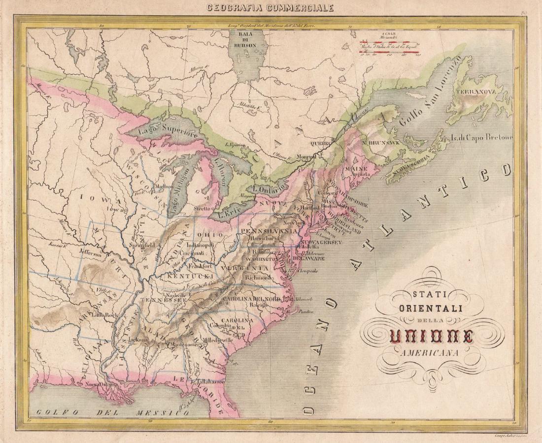 Marmocchi: Scarce Italian Map of Eastern U.S. in 1858 (1 of 1)