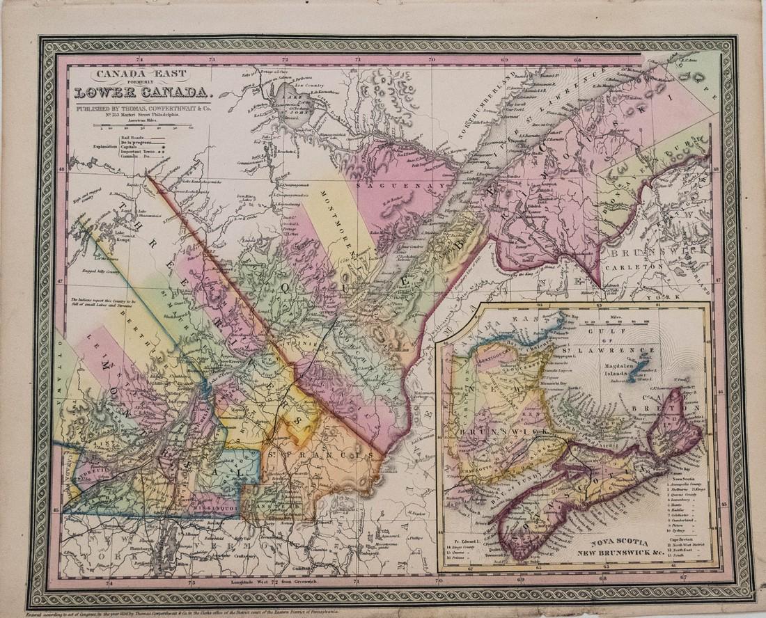1850 Thomas, Cowperthwait Map of Lower Canada -- Canada (1 of 1)