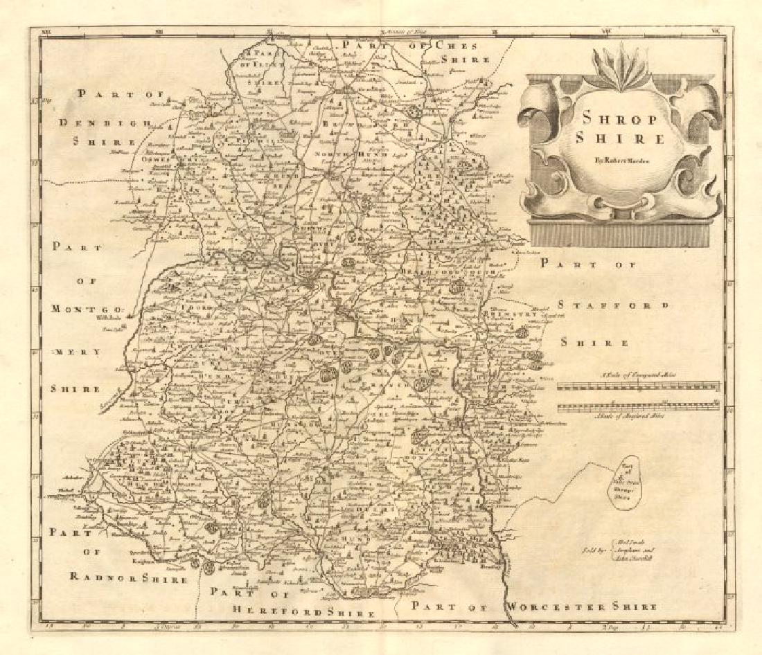 Morden: Antique Map of Shropshire, 1772 (1 of 2)