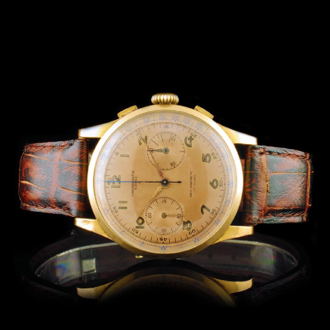 Chronographe Suisse 18K Gold 36mm 17 Jewel Watch (1 of 5)