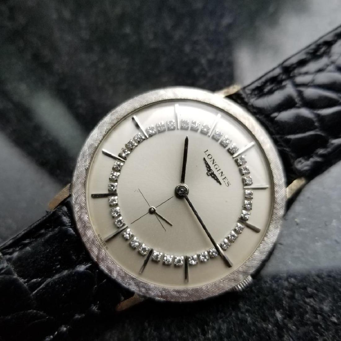 Longines Vintage 14k Wht Gold Diamonds Orig 1970s Mens (1 of 11)