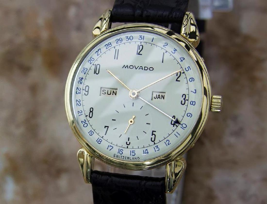 Movado Rare 14k Gold Triple Calendar Manual 1950s 35mm (1 of 8)