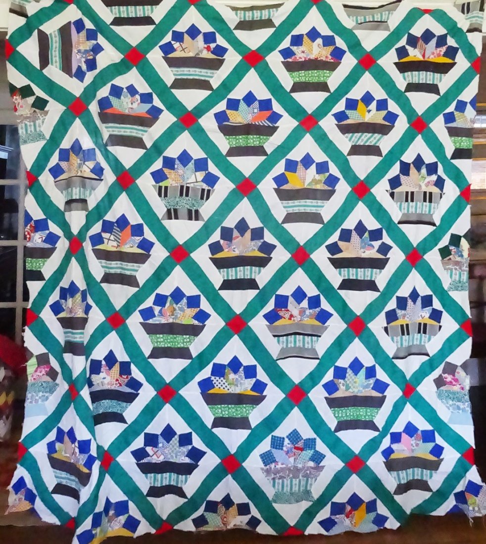 Vintage Quilt Top Folk Art (1 of 5)