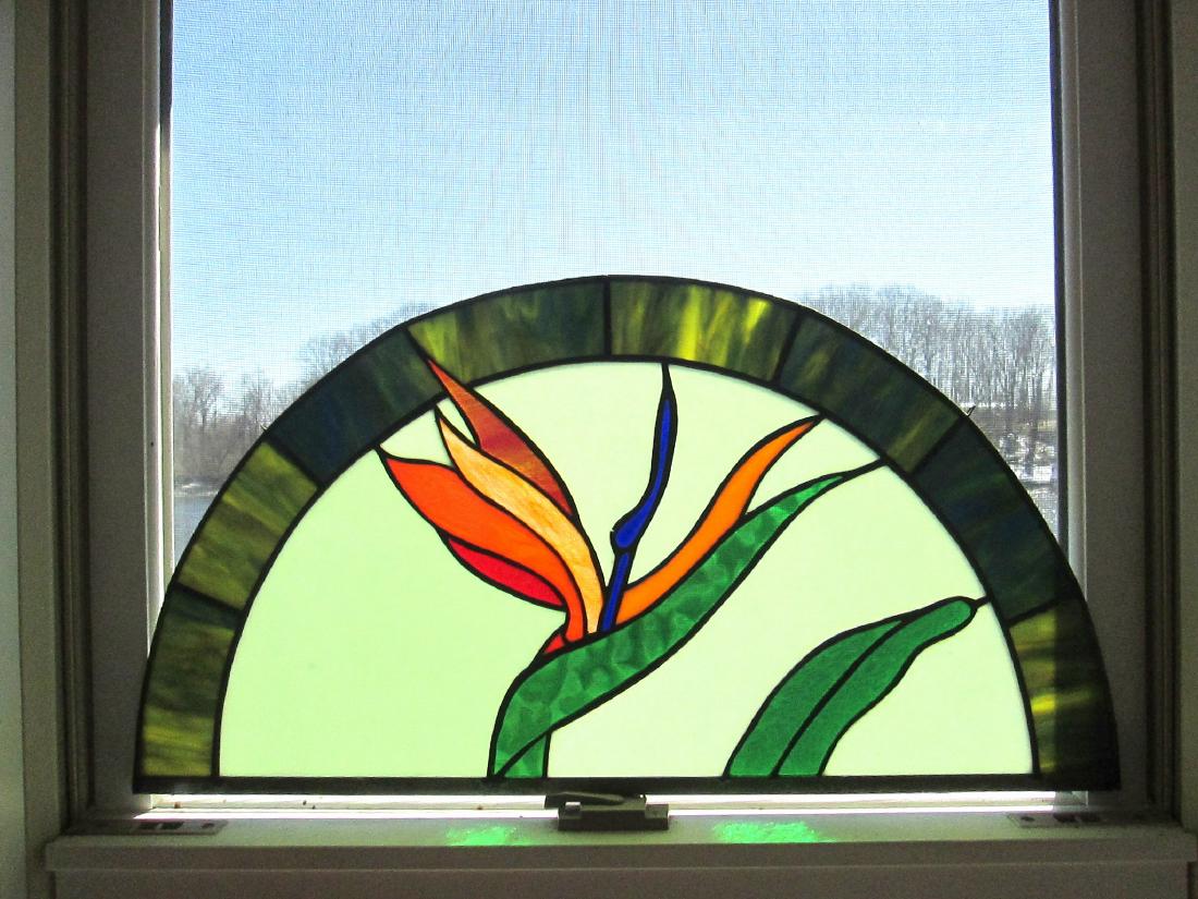 Leaded Glass Bird of Paradise Window (1 of 9)