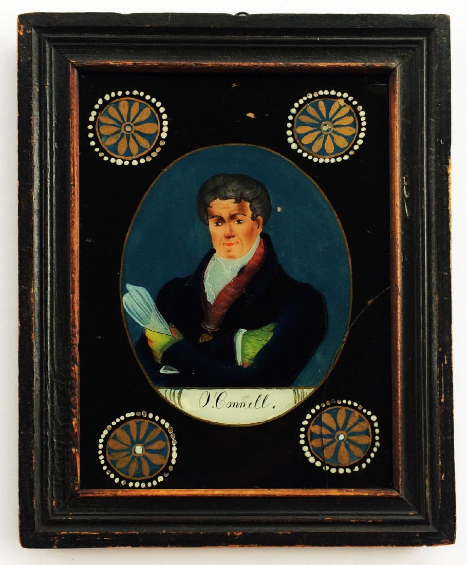 Ca. 1820 Framed Reverse Glass Painting of O'Connell (1 of 2)