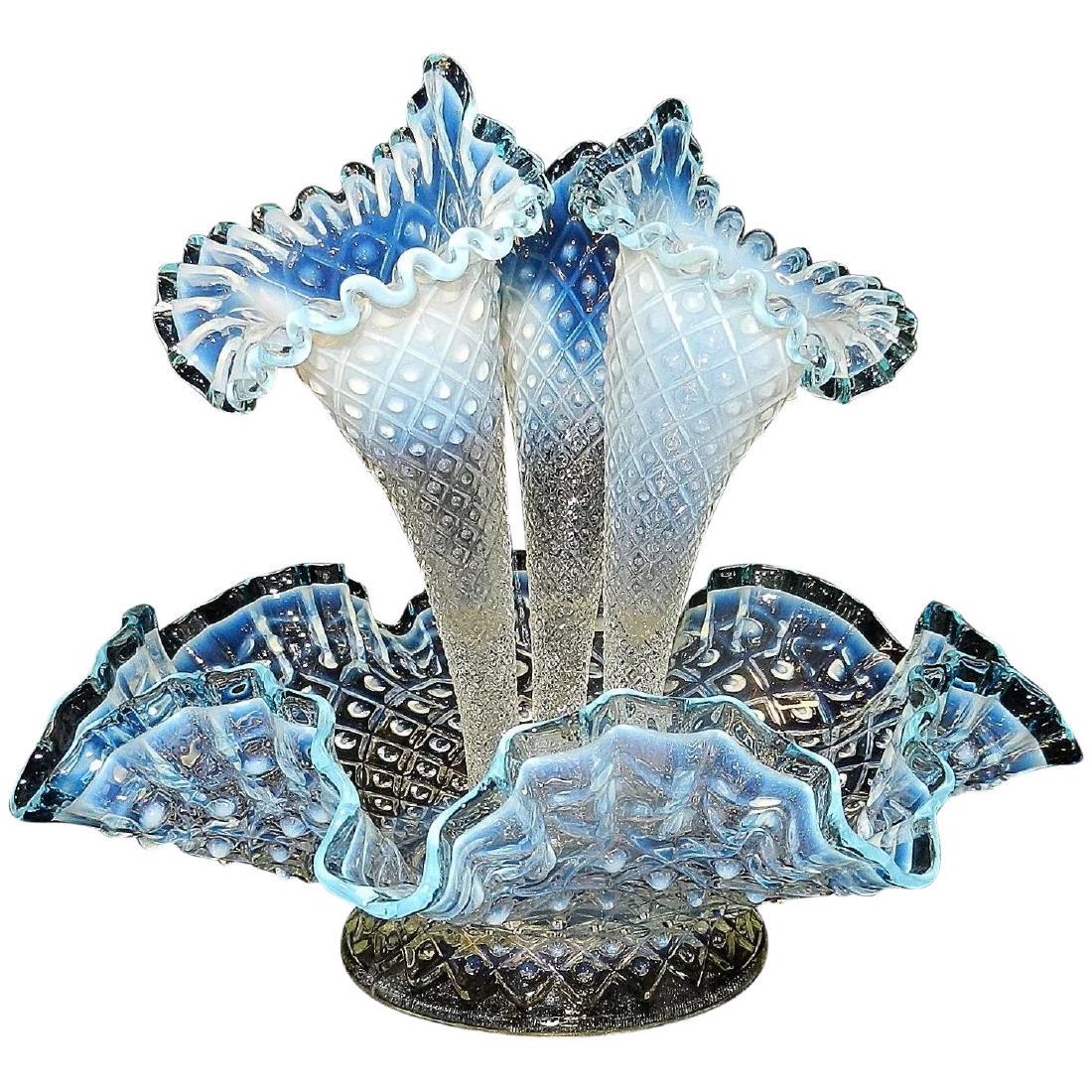 Vintage Fenton Diamond Lace Epergne in French (1 of 4)